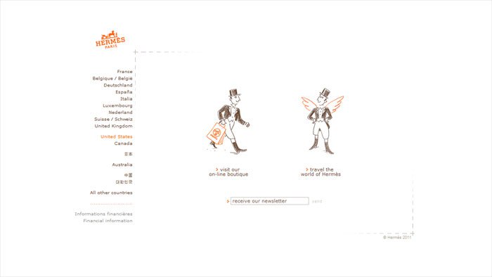 Hermesのサイトのホーム画面