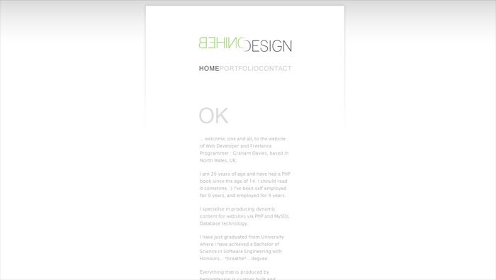 Behind Designのサイトのホーム画面