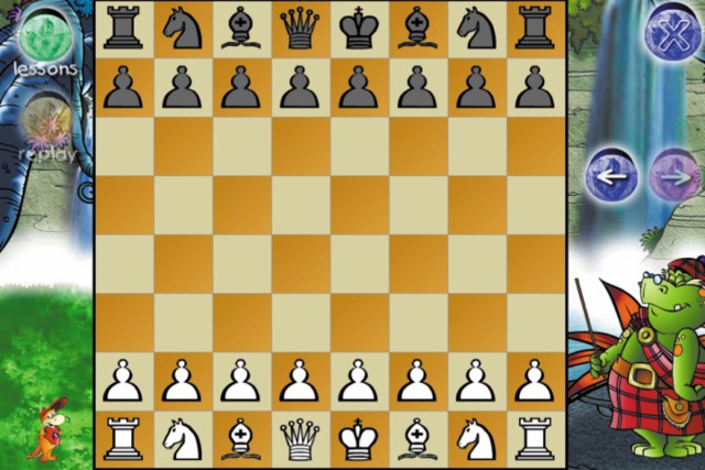 図5.5:Dinosaur Chessは、短くて情報が豊富な単位に区切られた説明によって、子どもたちにチェスの遊び方を教えています。