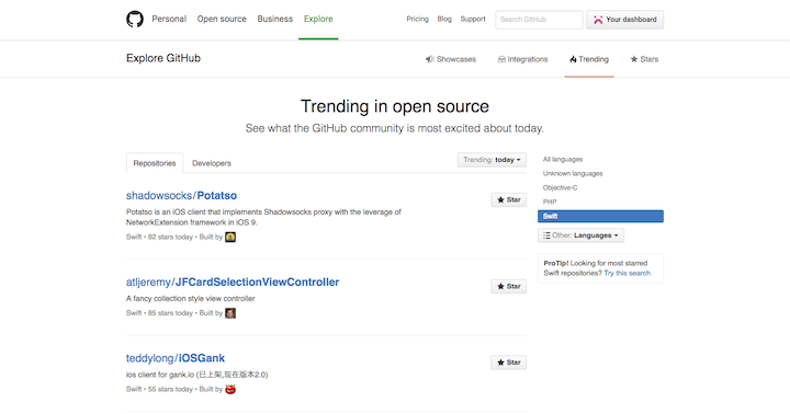 Trending Swift repositories on GitHub today