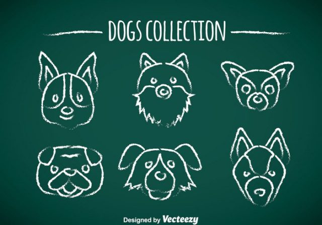 dogs-chalk-draw-icons-vector