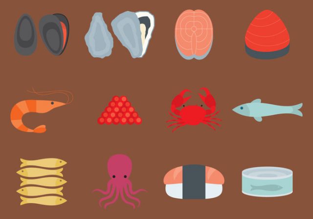 vector-sea-food-flat-icons