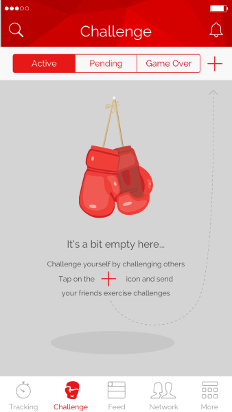 Khaylo Workoutはエンプティステートの素晴らしい例です。この例では、なぜユーザーがその画面を見ることになったのか、そしてそれを修正する方法(「+」のアイコンをタップする)を教えます。Image credits: emptystat.es