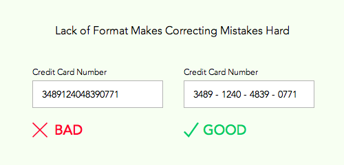 フォーマットされていないために、入力ミスの修正がしにくくなっている。
