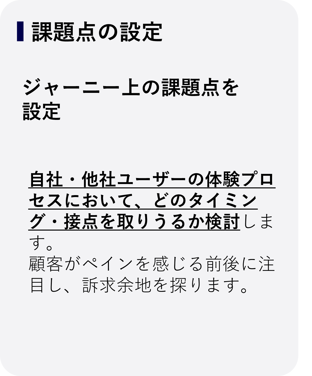 課題点の設定：ジャーニー上の課題点を設定